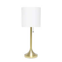 Simple Designs Gold Finish Fabric Drum Shade Table Lamp