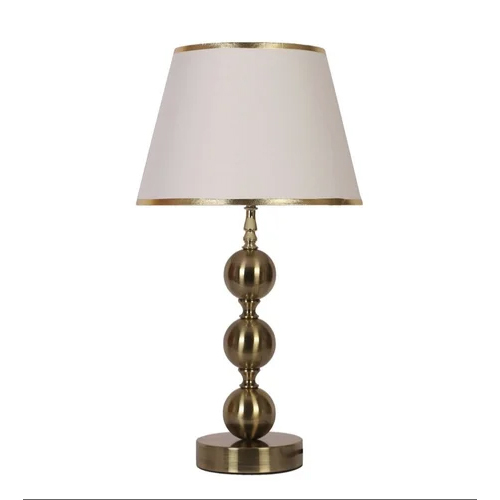 Antique Brass Finish Table Lamp With White Shade Having Golden