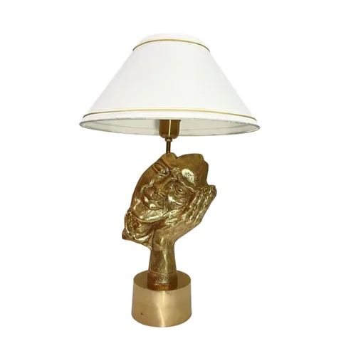 Antique Brass Finish Metal Design Face Mask Table Lamp