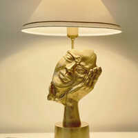 Antique Brass Finish Metal Design Face Mask Table Lamp