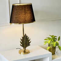Antique Brass Finish Metal Design Maple Leaf Table Lamp