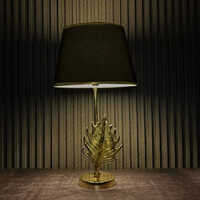 Antique Brass Finish Metal Design Maple Leaf Table Lamp