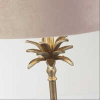 Palm Pink Velvet Shade Table Lamp In Antique Nickel
