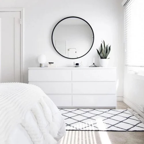 Black Round Mirror - Handmade Glossy Metal Frame, Perfect For Bathroom And Home Decor