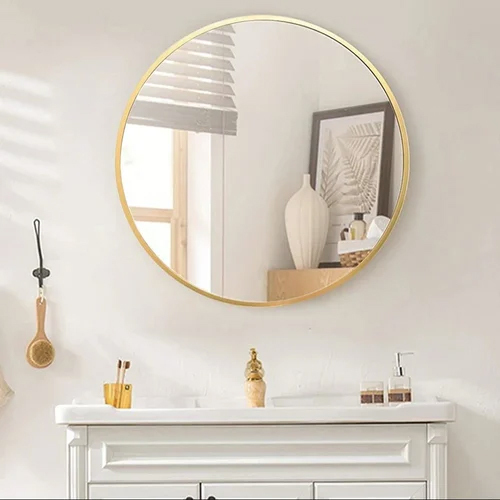 Golden Round Mirror