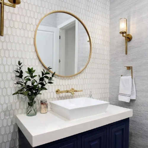 Golden Round Mirror