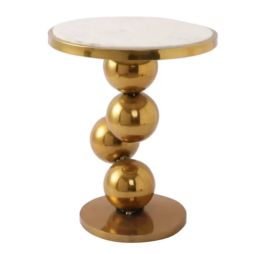 Decock Sphere Designed Side Table for Living Room in Gold Colour