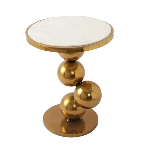Decock Sphere Designed Side Table for Living Room in Gold Colour