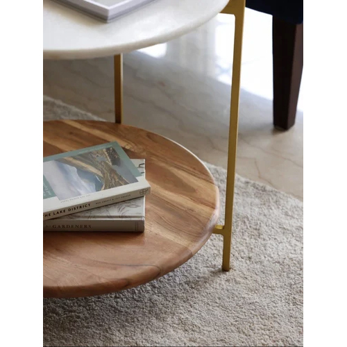 Florence Side Table Marble And Wood Base