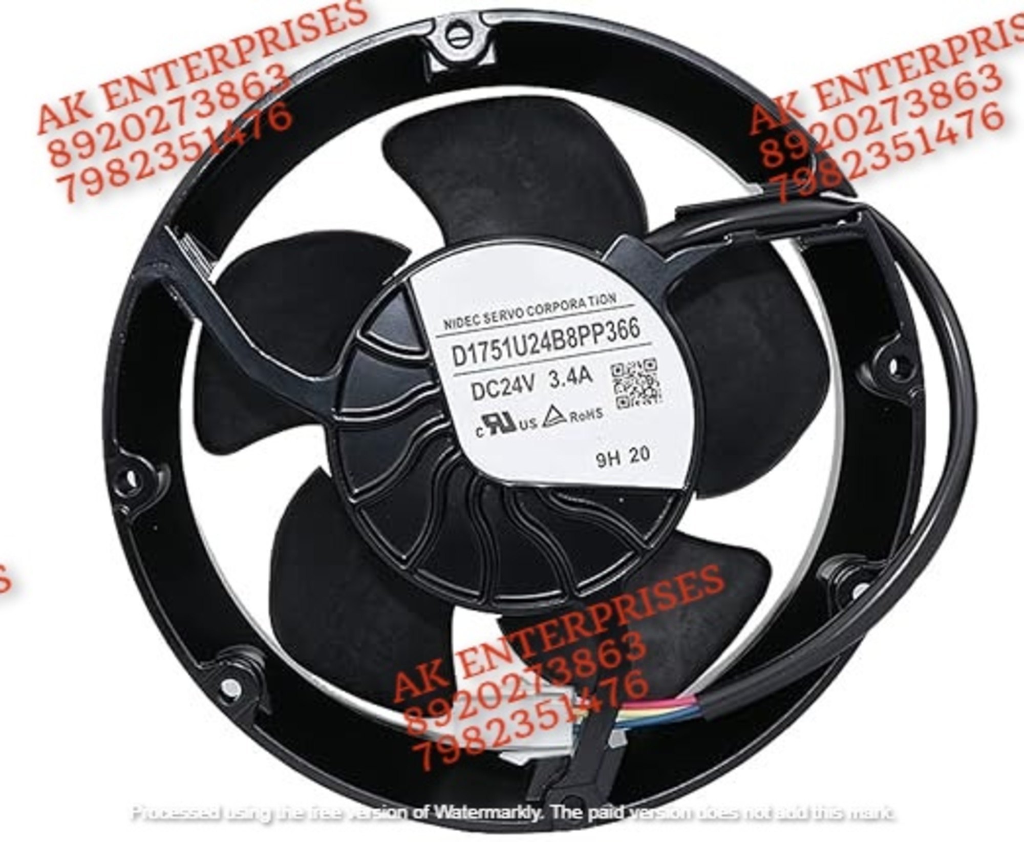 Nidec D1751U24B8PP366 Axial Fan 24V-3.4 DC Brushless Air Cooling Fan 5000 RPM 172 * 172 * 51mm 4Wire