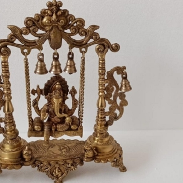 Brass Lord Ganesh Jhula brass Statue decorative work unique gift showpiece