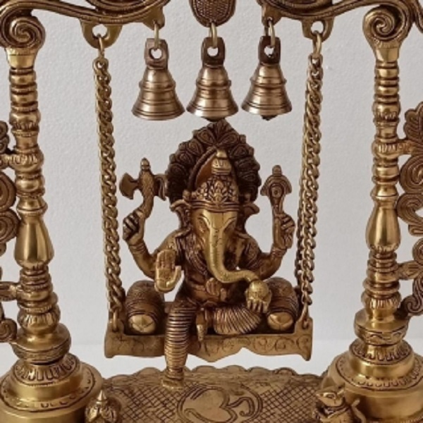 Brass Lord Ganesh Jhula Brass Statue Decorative Work Unique Gift Showpiece