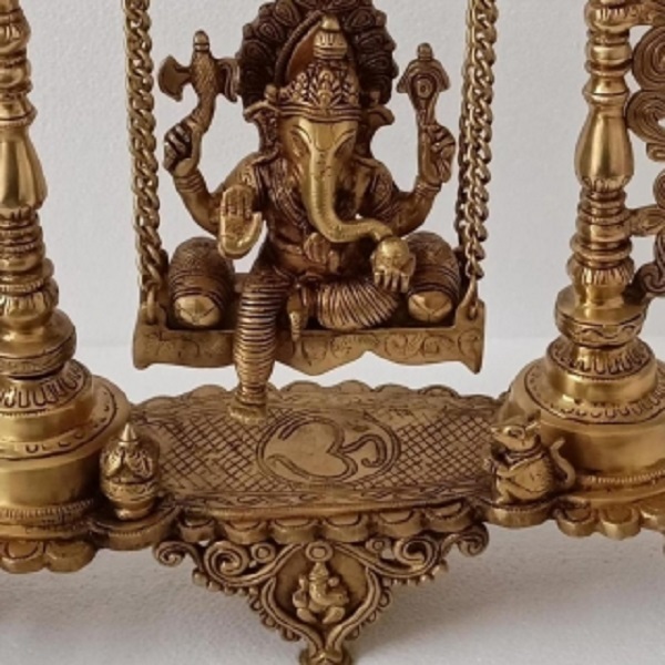 Brass Lord Ganesh Jhula Brass Statue Decorative Work Unique Gift Showpiece
