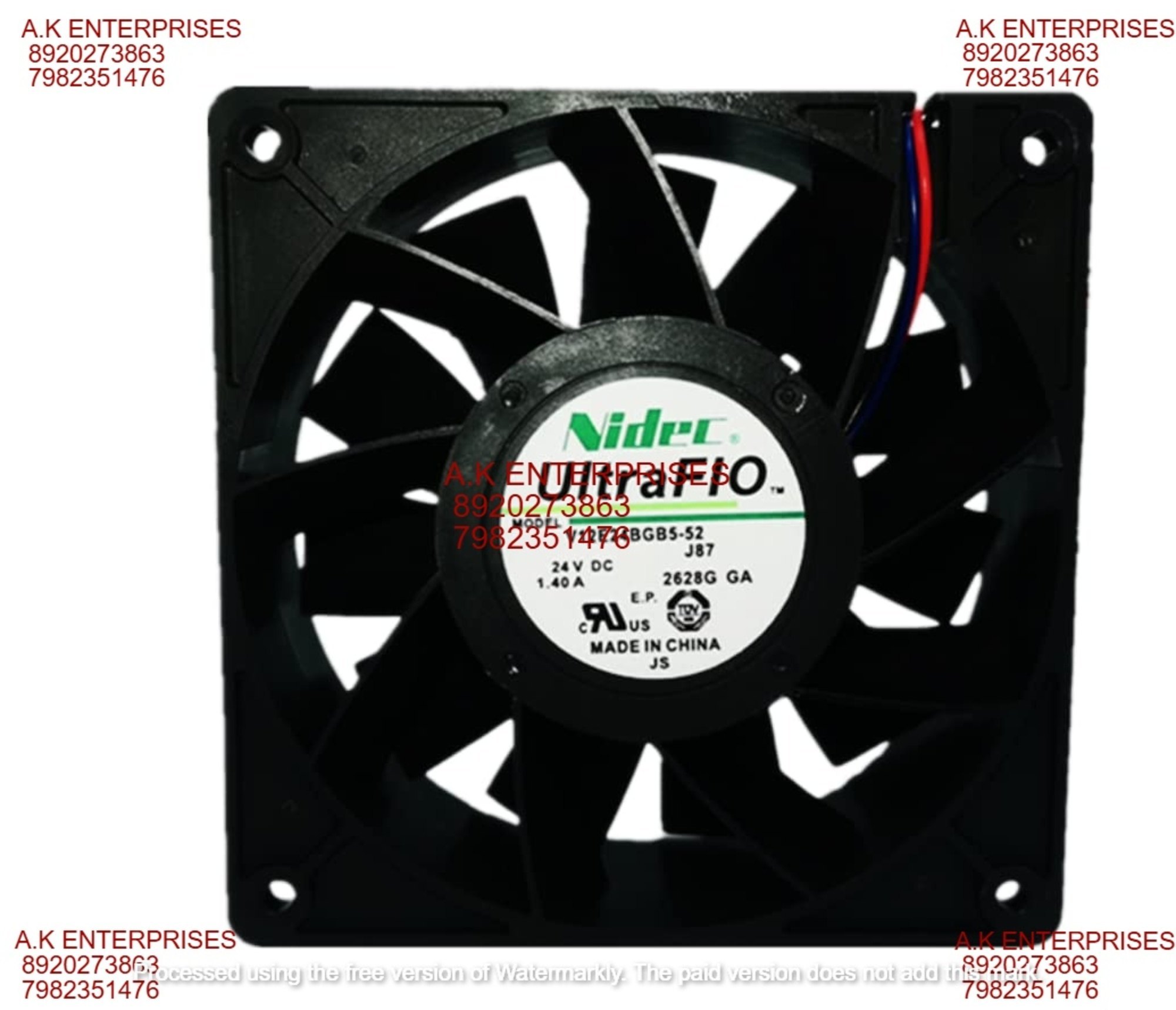 Nidec V12E24BGB5-52 Axial Fan 24V-1.40A DC Brushless Air Cooling Fan 4500 RPM 120 * 120 * 38mm 3Wire