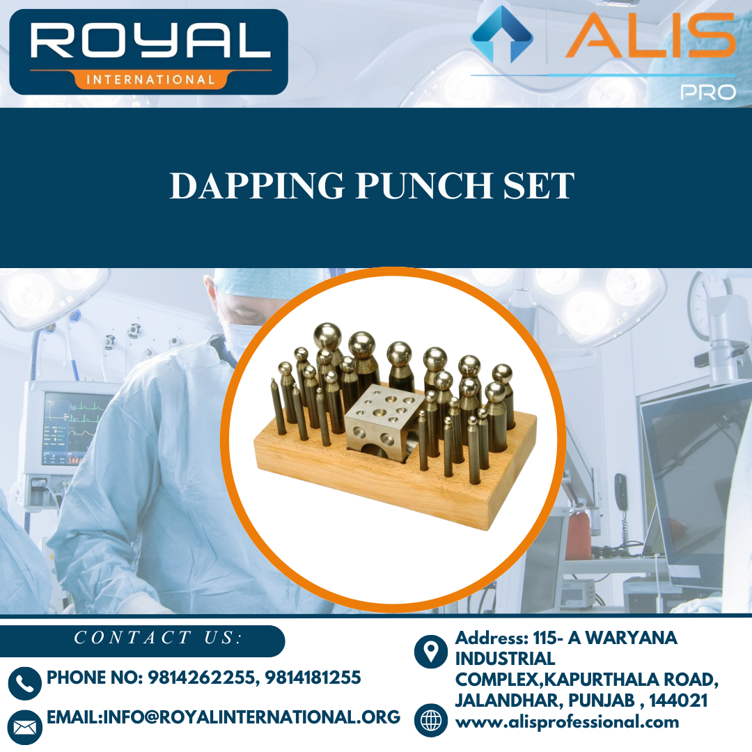 Dapping Punch Set - High-quality Steel & Wood Base, Multiple Sizes For Jewelry Making | Manual Operation, Reusable Tool For Shaping Metals