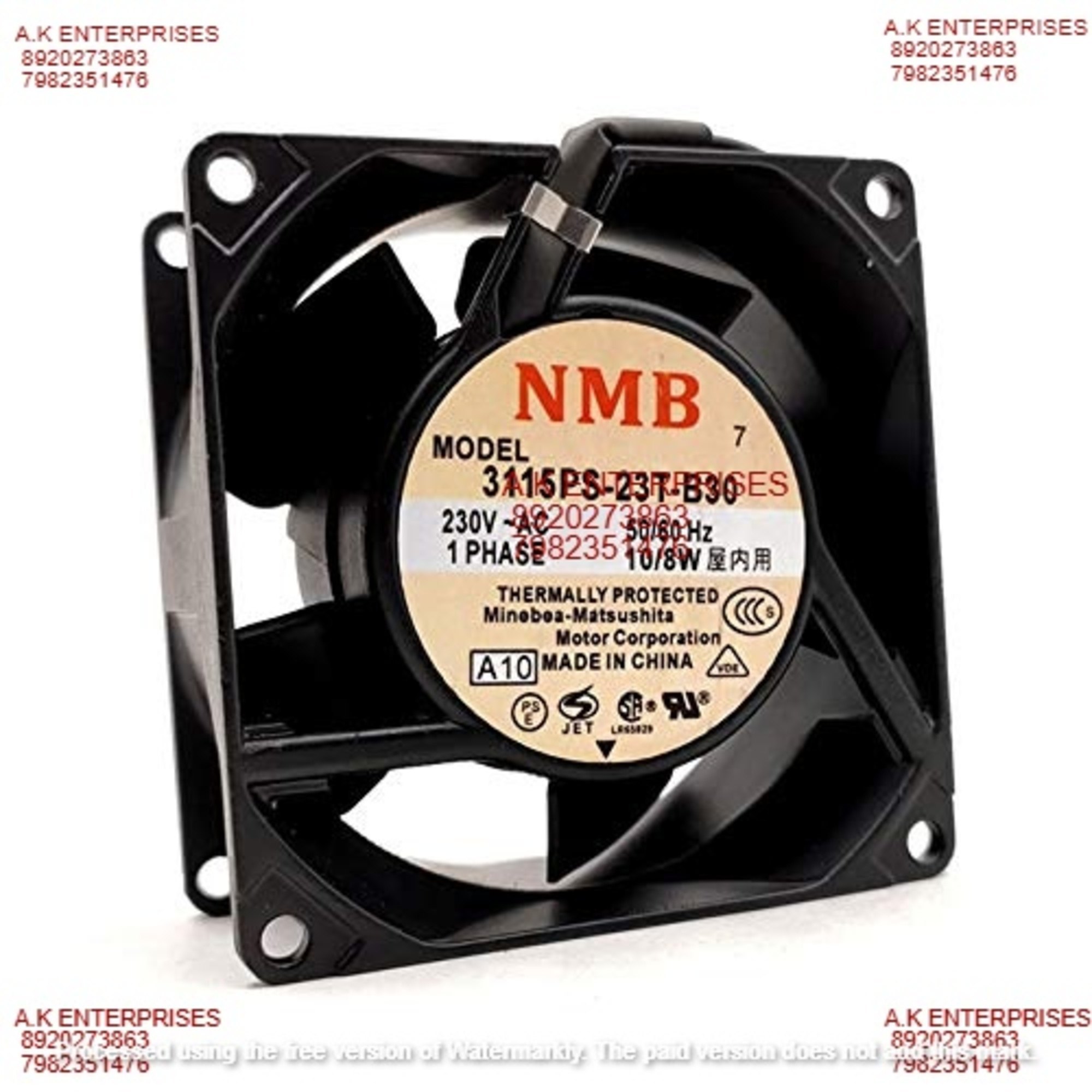  NMB 3115PS-23T-B30 Axial Fan 230V-50/60Hz 10/8W DC Brushless Air Cooling Fan 3200 RPM 80 * 80 * 38mm 2Wire (Metal)