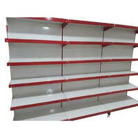 Iron Display Rack - 3x6 Feet, 8-layer Heavy Duty Single-sided Design, Powder-coated Red And White Finish For Supermarkets
