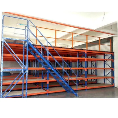 Modular Mezzanine Floor Storage Rack - Color: Red And Blue