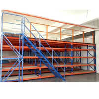 Modular Mezzanine Floor Storage Rack - Iron Material, 15mm Thickness, Red And Blue Color, Rectangular Shape, Customizable Design