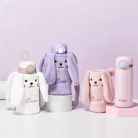 CherryBox Cute Rabbit Plush Cloth Cover Bottle for Kids 316 Stainless Steel 350ml Double Wall Insulated