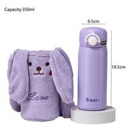 CherryBox Cute Rabbit Plush Cloth Cover Bottle for Kids 316 Stainless Steel 350ml Double Wall Insulated