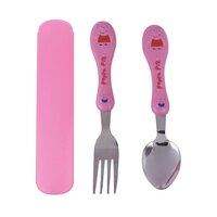 CherryBox Spoon & Fork Set - Stainless Steel with Carry Case for Kids with Cute Cartoon Character
