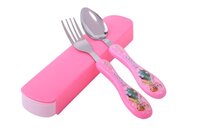 CherryBox Spoon & Fork Set - Stainless Steel with Carry Case for Kids with Cute Cartoon Character