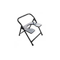 Fibre Commode Chair - High-quality Fibre Material, Sleek Black Color, Foldable Design | Durable Indian Style For Hospital Use