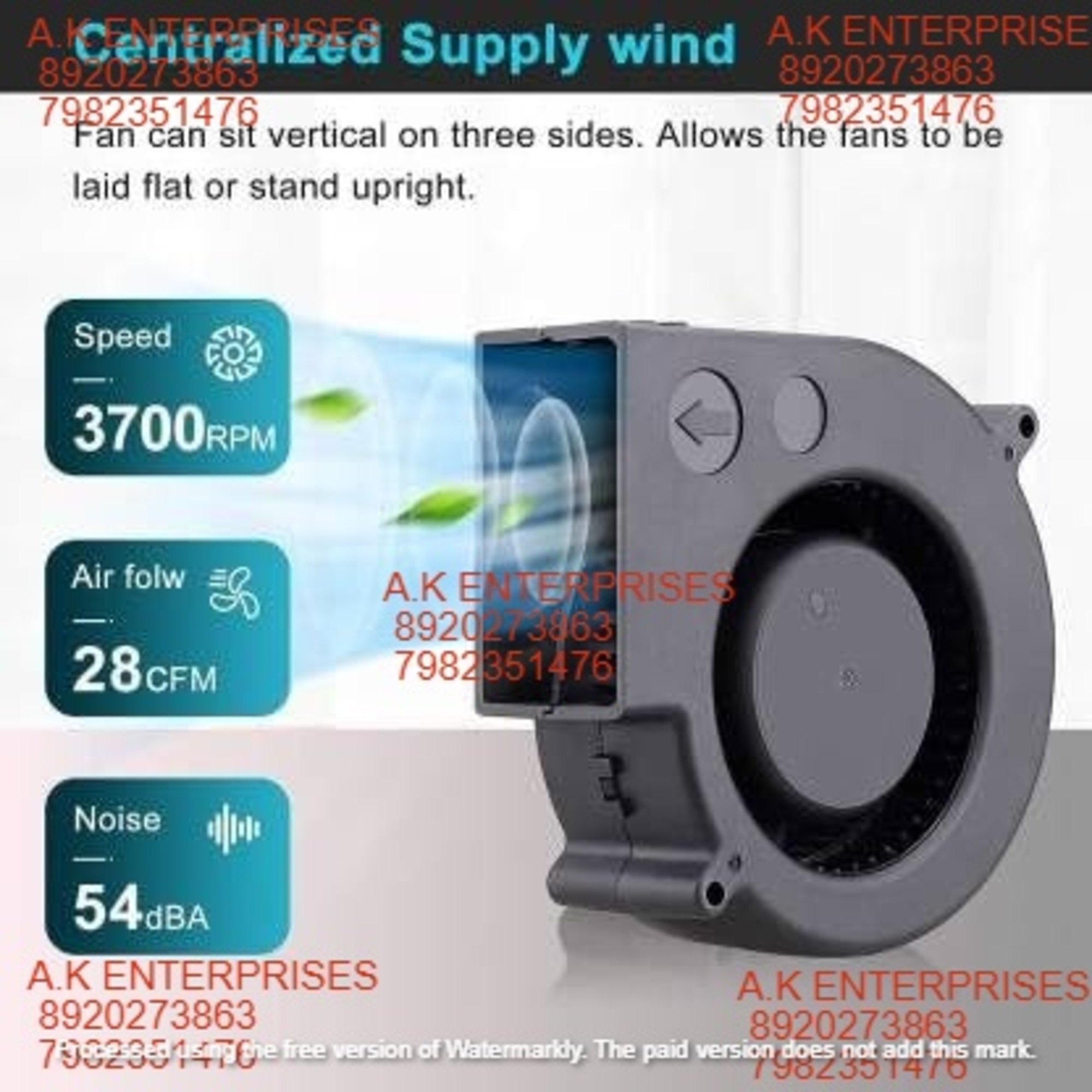 97mm x 33mm Square Blower Fan, 12V, with 120V - 240V AC Plug, Variable Speed Controller, Centrifugal, for Outdoor Barbecues, Cooking, Wood Stove