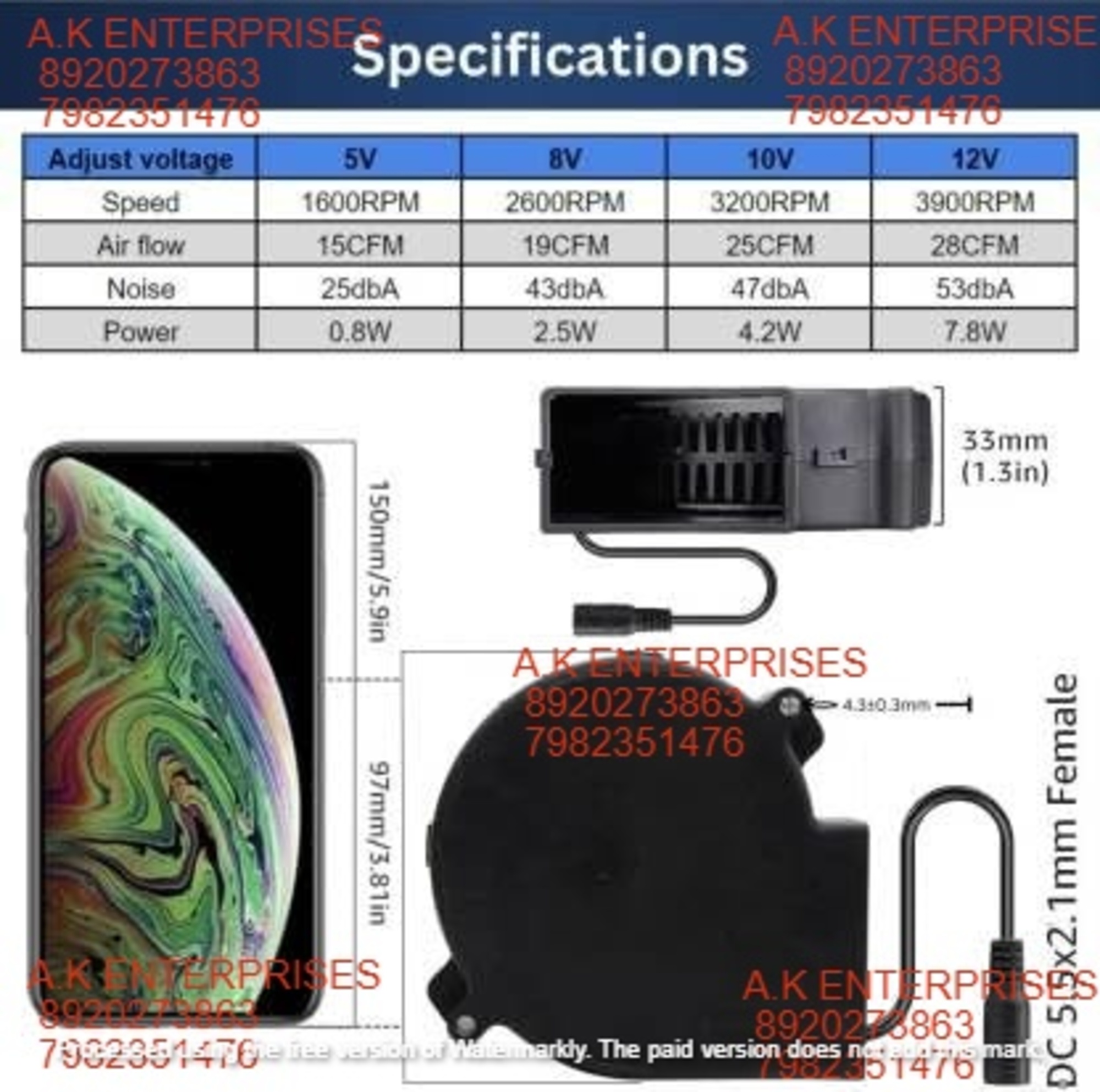 97mm X 33mm Bbq Dc Blower Fan, Nozzle 12v, With 120v - 240v Ac Plug, Variable Speed Controller, Centrifugal, For Outdoor Barbecues, Cooking, Wood Stove (12v-3900 Rpm) - Application: ]