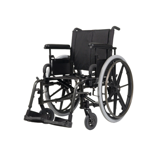 Black Powder Coated Wheel Chair - Foot Rest Material: Pvc