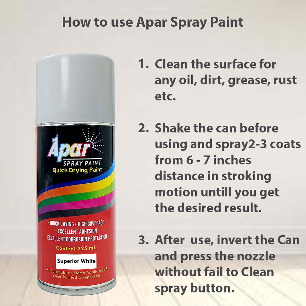 Apar  Spray Paint Superior White (RC Colour Name) Compatible for Maruti Cars -225 ml (Pack of 1-Pcs)