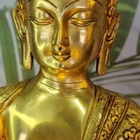 Aakrati Handmade Brass Lord Buddha Designer Statue Yellow