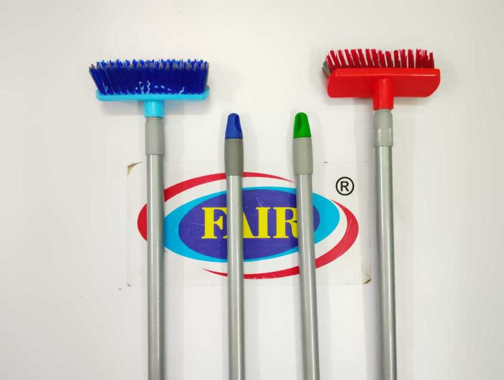Mini Hardy Broom - Plastic, Assorted Color | Stiff Bristles For Sweeping Rough Surfaces, Detergent Compatible, Suitable For Bathroom Use