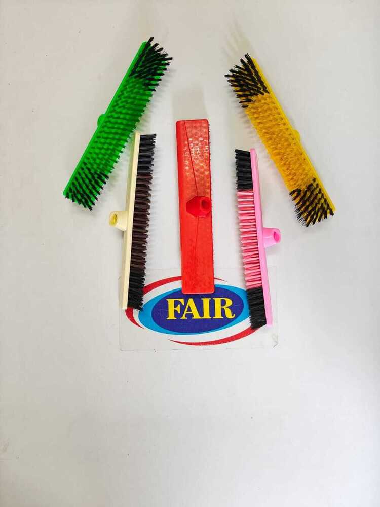 14inch Hardy Brush - Plastic With Iron Rod, Assorted Colors | Stiff Bristles For Effective Sweeping Of Concrete And Bathroom Use