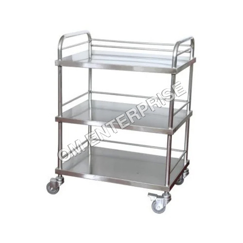 Stainless Steel Instrument Trolley - Color: Silver