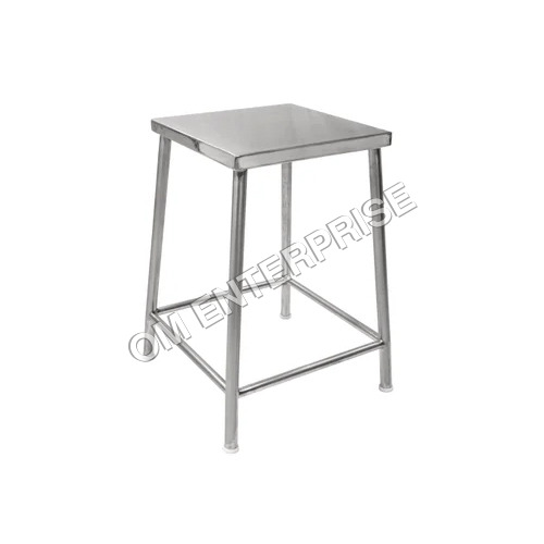 Stainless Steel Stool - 2 Foot Height, Polished Silver Finish | High-Quality Design for Hospital Use, Easy to Clean and Maintain