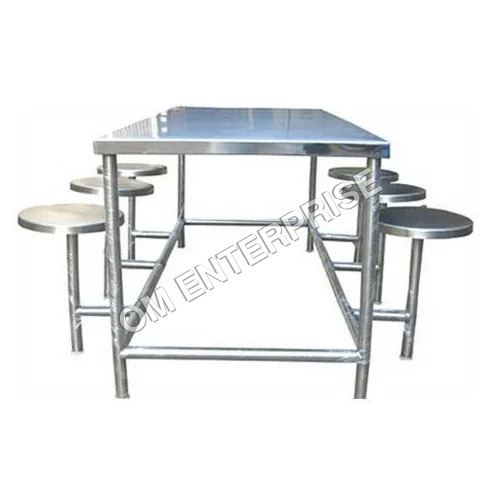 Stainless Steel Canteen Table - Polished Finish, Silver Color | Durable, Easy to Clean, Ideal for Homes and Restaurants