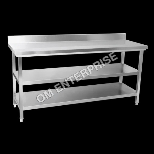 Ss Work Table With Shelf - Color: Silver