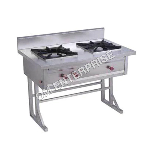 Stainless Steel Double Burner Gas Bhatti - Color: Silver