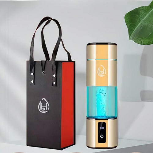 Portable 280Ml 6000Ppb H2 Hydrogen-Rich Water Cup Hydrogen Rich Water Bottle Generator Ionizer Maker Machine - Color: Golden