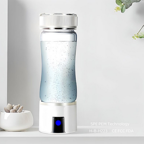 3000 Ppb Hydrogen Water Bottle With Spe Pem Technology Molecular Hydrogen Generator Rich Water Bottle Glass Maker For Health - Color: White