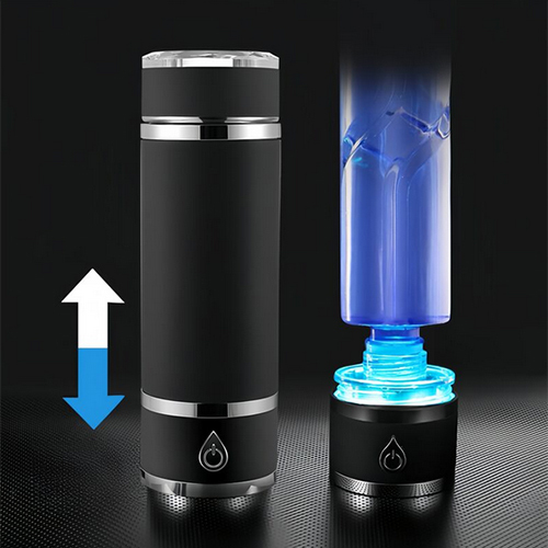 Double Wall Vacuum Insulated Thermo 316 Stainless Steel 1200 Mah Hydrogen Water Bottle Flask Thermos H2 1500Ppb Water Ionizer - Color: Black