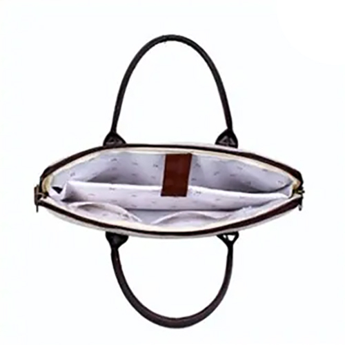 Leather Office Laptop Bag - 15-inch Capacity, Brown Color, Unisex Design, Zip Closure, Customized Style, Handbag Convenience, Multiple Compartments For Essentials