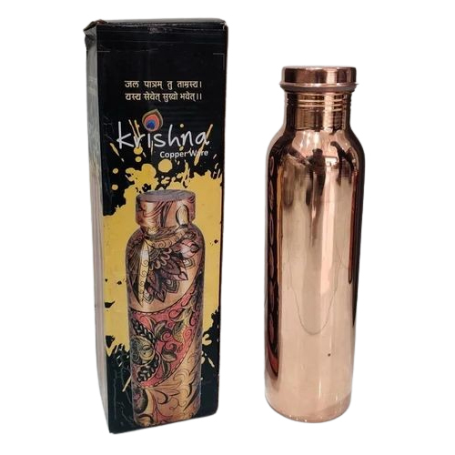 Krishna Copper Ware Glossy Water Bottle - Capacity: 500 Milliliter (Ml)