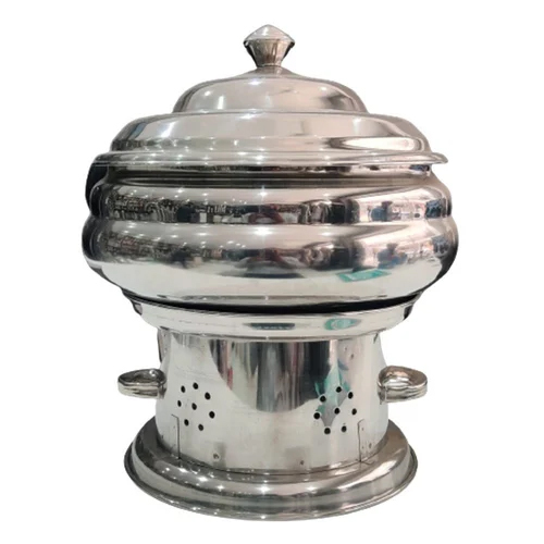 Round Glossy Stainless Steel Chafing Dish - Color: Silver