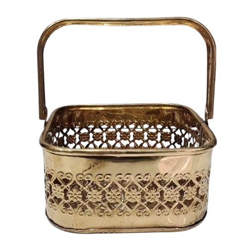 Pure Brass Flower Basket - Color: Golden