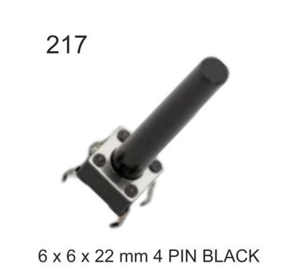 6X6X22 MM 4 PIN BLACK TACTILE SWITCH