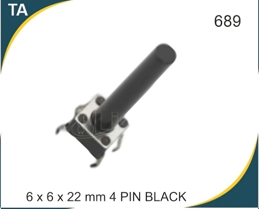6X6X22 MM 4 PIN BLACK TACTILE SWITCH