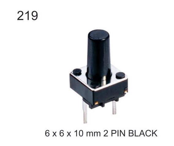 6X6X10 MM 2 PIN BLACK